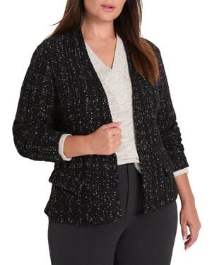NIC+ZOE Plus Metallic Grid Knit Jacket - Black