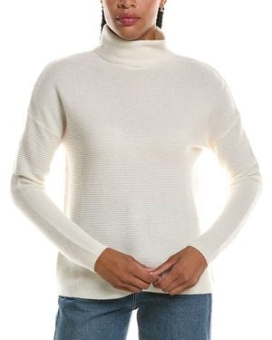 Forte Textured Slouchy Funnel Neck 100% Cashmere Jumper - White