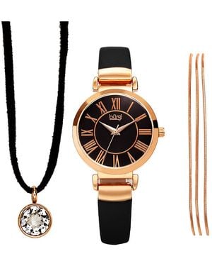 Burgi Burgi Leather Watch - Black