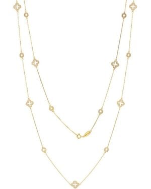 Suzy Levian CZ Jewelry Suzy Levian Cz Clover Circle Station Necklace - Multicolour