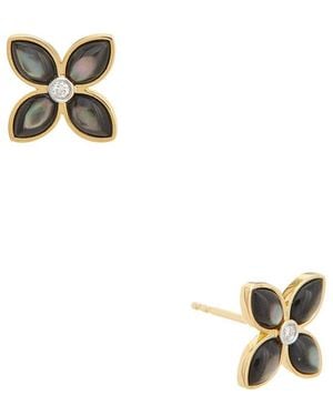 Maitre De Diamant 18K 0.02 Ct. Tw. Diamond & Pearl Earrings - Metallic