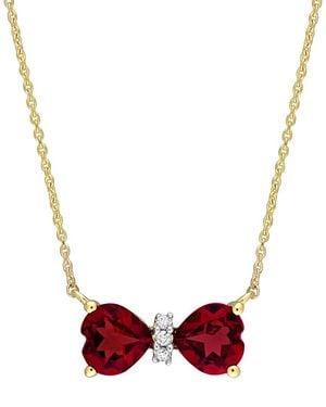 Rina Limor 10k 1.00 Ct. Tw. Garnet Bow Necklace - Red