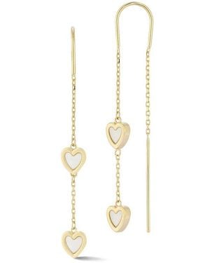 Ember Fine Jewelry 14K Pearl Heart Threader Earrings - White