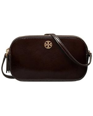 Tory Burch Shine Camera Bag Leather Crossbody - Brown