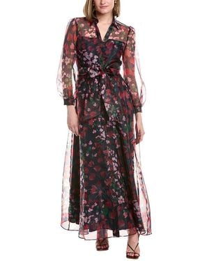 Julia Jordan Printed Organza Maxi Dress - Red