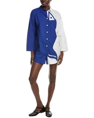 FARM Rio Fish Cutwork Romper - Blue