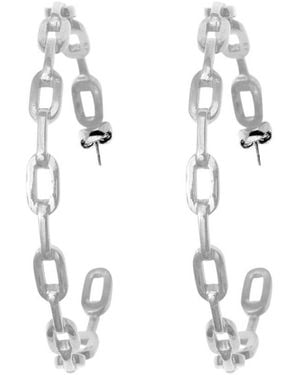 Adornia Plated Link Hoop Earrings - White