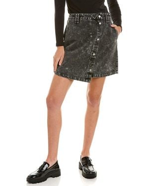 ENA PELLY Ally Asymmetrical Denim Mini Skirt - Black