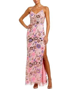 Mac Duggal Bustier Applique Gown - Red