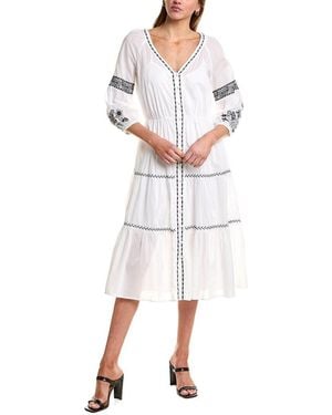 Johnny Was Cam Tiered Midi Dress - White
