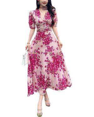 Adele Berto Midi Dress - Pink
