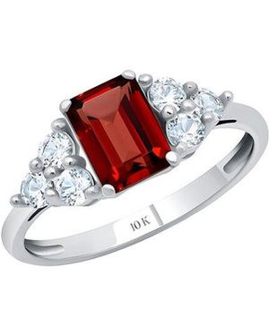MaxColor 10K 0.90 Ct. Tw. Garnet Halo Ring - White