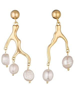 Eye Candy LA Pearl Astrid Drop Earrings - Metallic
