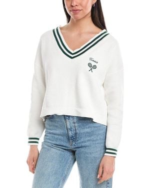 Vintage Havana V-Neck Jumper - White