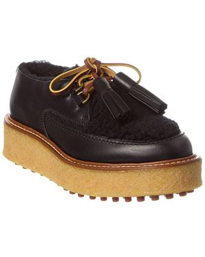 Tod's Leather & Shearling Platform Loafer - Black