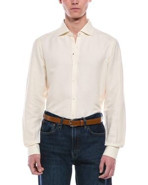 Isaia Cashmere-Blend Mix Sport Shirt - White