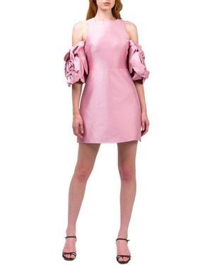 Marchesa Notte A-Line Silk-Blend Mikado Mini Dress - Pink