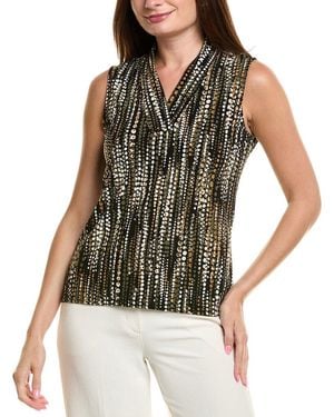 Anne Klein The Triple Pleat Printed Top - Black