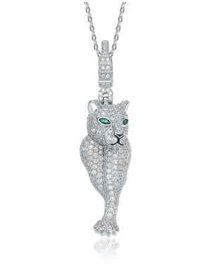 Genevive Jewelry Silver Cz Pendant Necklace - White