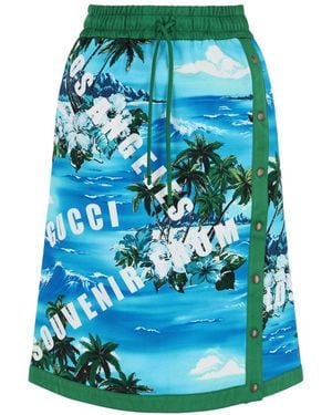 Gucci Hawaiian Printed Knee-Length Skirt - Blue