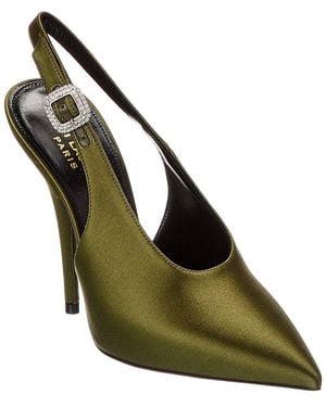 Saint Laurent Yasmeen 115 Satin Slingback Pump - Green