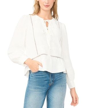 Vince Camuto Lace Yoke Tie Front Blouse - White