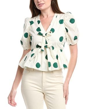 English Factory Dot Print Top - Natural