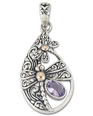 Samuel B. 18K & Amethyst Dragonfly Pendant - White