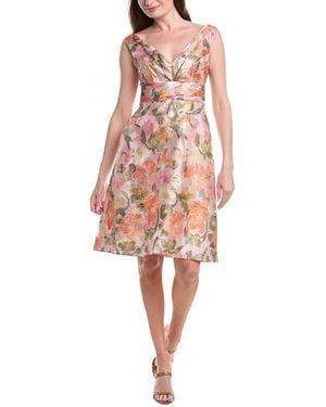 Adrianna Papell Floral Jacquard Midi Dress - Pink
