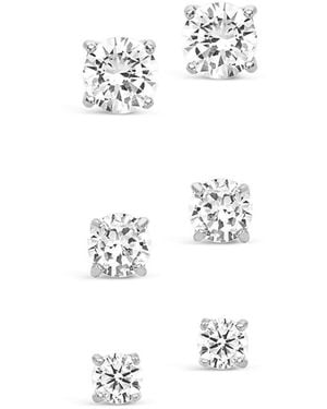 Sterling Forever Silver Cz Earrings Set - White