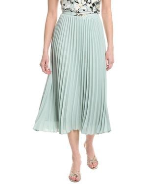 Anne Klein Pull On Belt Pleated Skirt - Green
