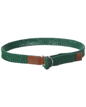 Ferragamo Woven & Leather Belt - Green