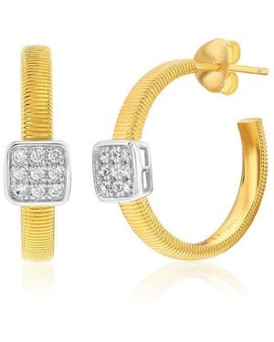 Suzy Levian CZ Jewelry Suzy Levian Golden Helix Cz Hoop Earrings - Metallic