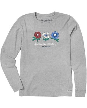 Life Is Good. Long Sleeve Crusher T-Shirt - Grey