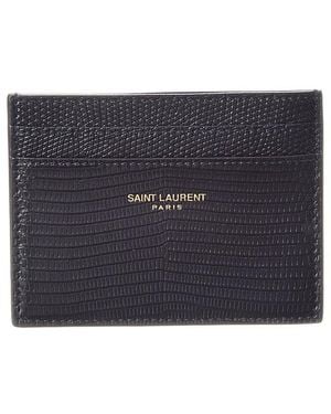 Saint Laurent Logo Leather Card Case - Blue