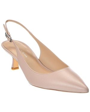 Stuart Weitzman Isla 50 Leather Slingback Pump - Natural