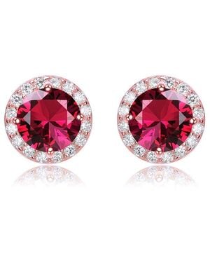 Genevive Jewelry 18k Rose Gold Plated Earrings - Red