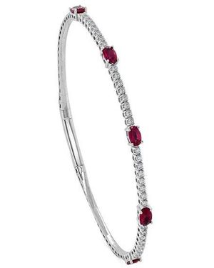 Sabrina Designs 14k 1.93 Ct. Tw. Diamond & Ruby Flexible Station Bangle - White
