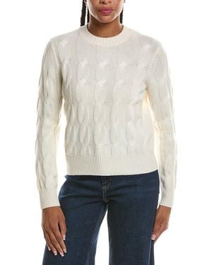 Forte Luxe Cable Crewneck Cashmere Jumper - White