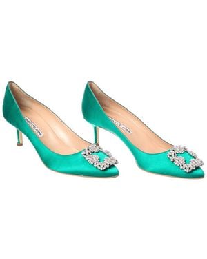 Manolo Blahnik Hangisi 50 Satin Pump (Authentic Pre-Owned) - Green