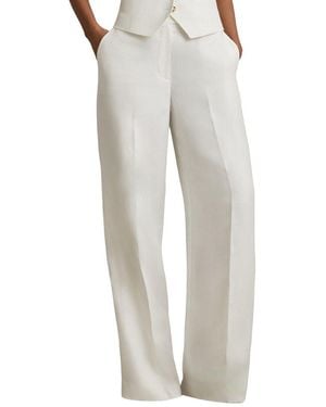 Reiss Lori Wide Leg Linen-Blend Trouser - Grey