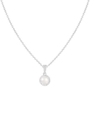 Splendid 6-6.5Mm Pearl Cz Necklace - Metallic