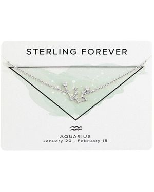 Sterling Forever Rhodium Plated Cz Delicate Constellation Necklace - Metallic