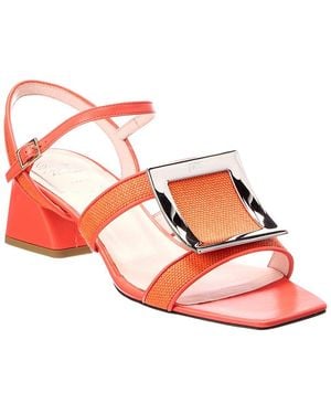 Roger Vivier Canvas & Leather Sandal - Pink