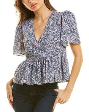 CELINA MOON Surplice Blouse - Gray