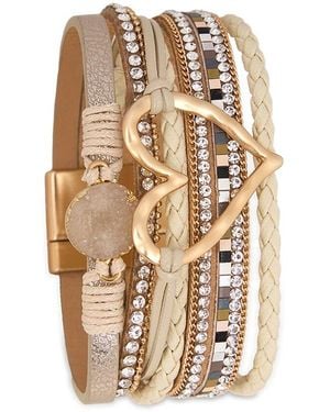 Saachi Golden Heart Druzy Bracelet - Natural