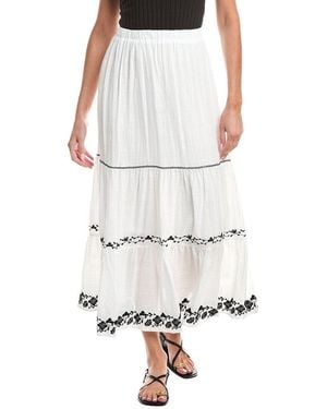 Max Studio Embroidered Tiered Maxi Skirt - White