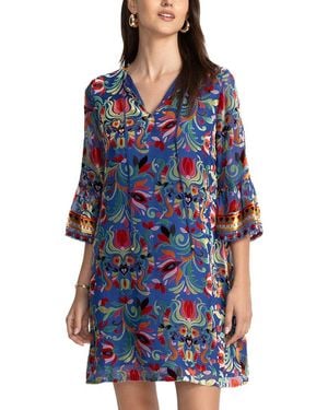 Johnny Was Petite Sofiya Silk-Blend Dress - Blue