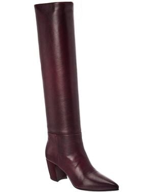 Prada 65 Leather Knee Boot - Red