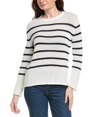 Hannah Rose Striped Cashmere-Blend Jumper - White